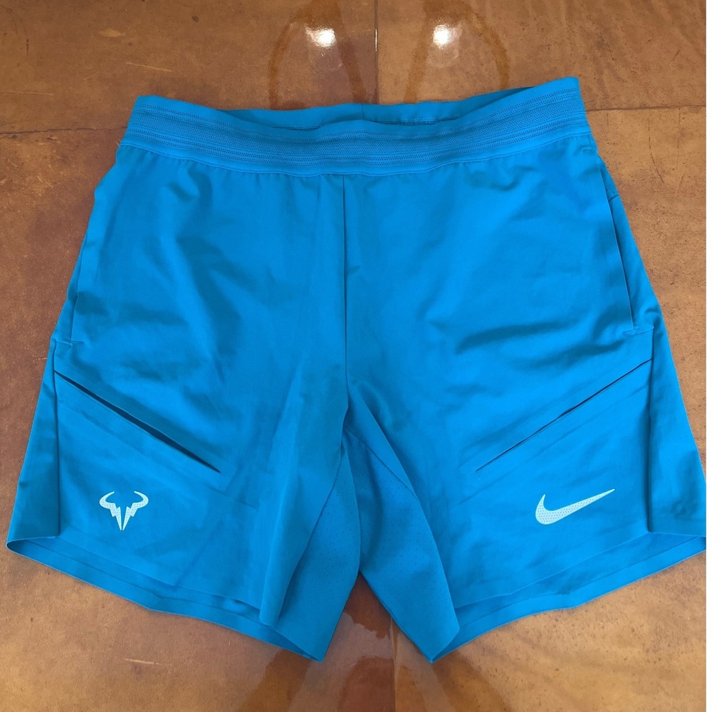 Nike Court Dri-FIT ADV Rafa Mens Tennis Shorts Size Medium Turquoise Blue/Green